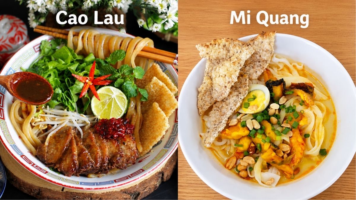 Cao Lau and Mi Quang noodles compared in Hoi An