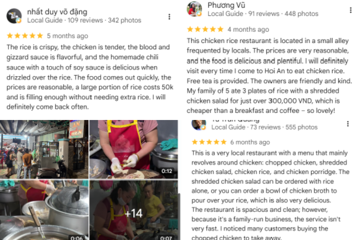 Most customers praise the food at Com Ga An Hien