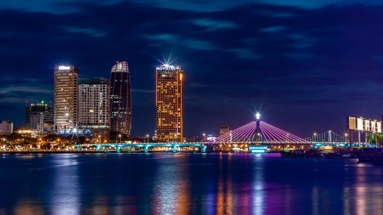 Da Nang bridges lit up over the Han River