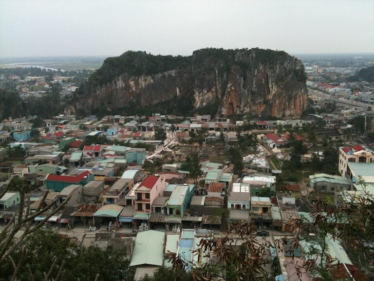 Marble Mountains rising above Da Nang
