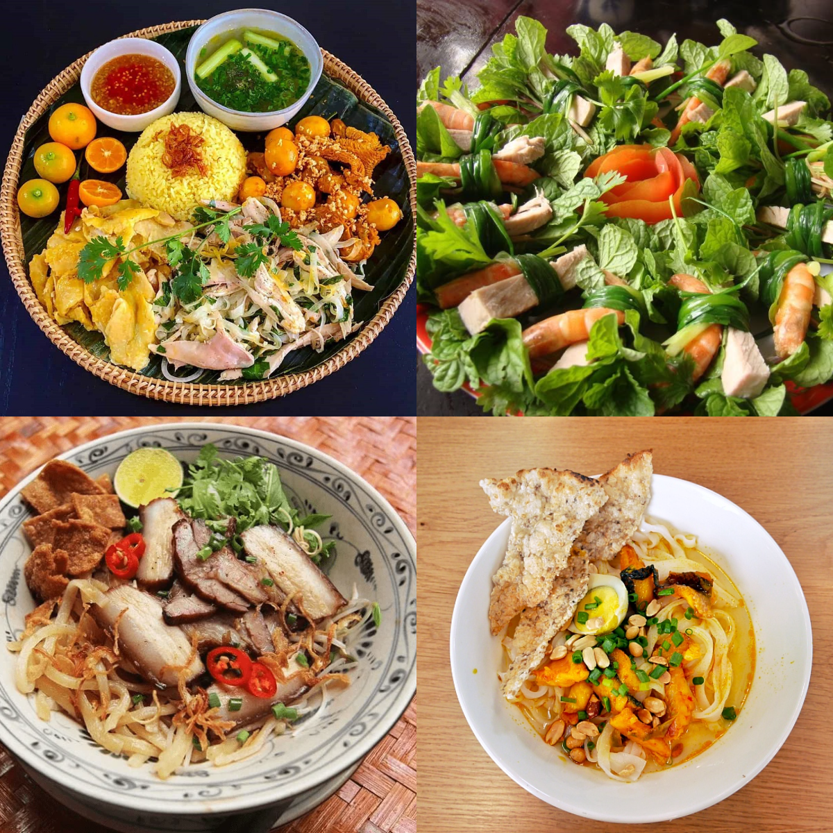 Traditional dishes made with fresh herbs from Tra Que Village